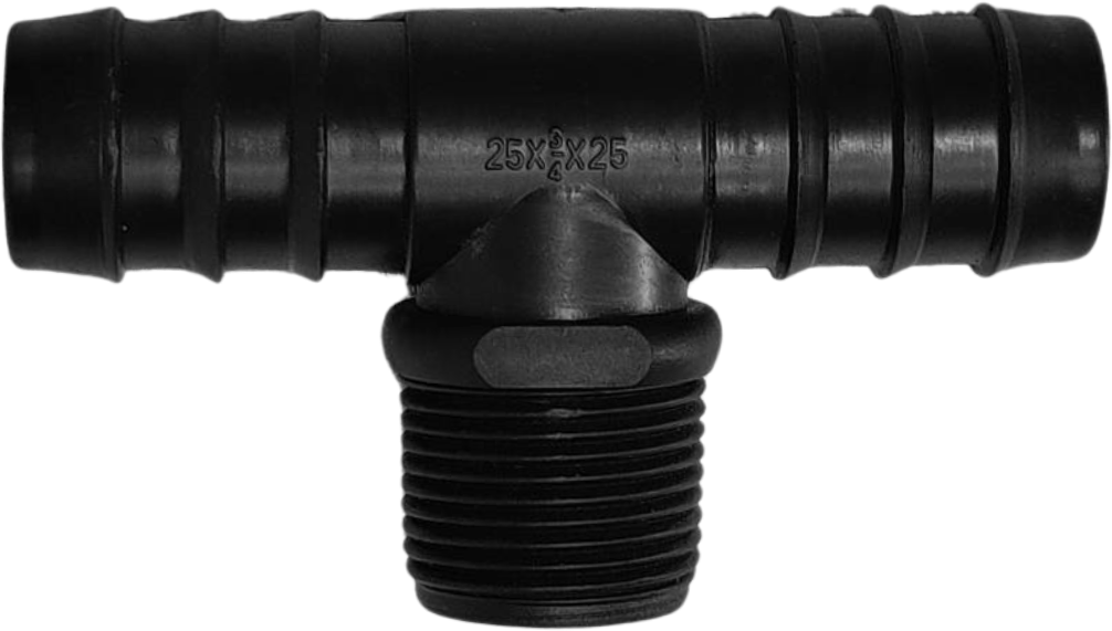 PEJ16 สามทางเกลียวนอก 25x1/2x25 mm ดำ